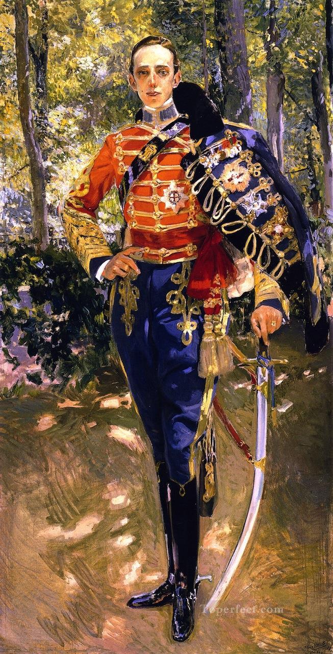 Retrato Del Rey Don Alfonso XIII con el Uniforme De Husares 画家 ホアキン・ソローリャ油絵
